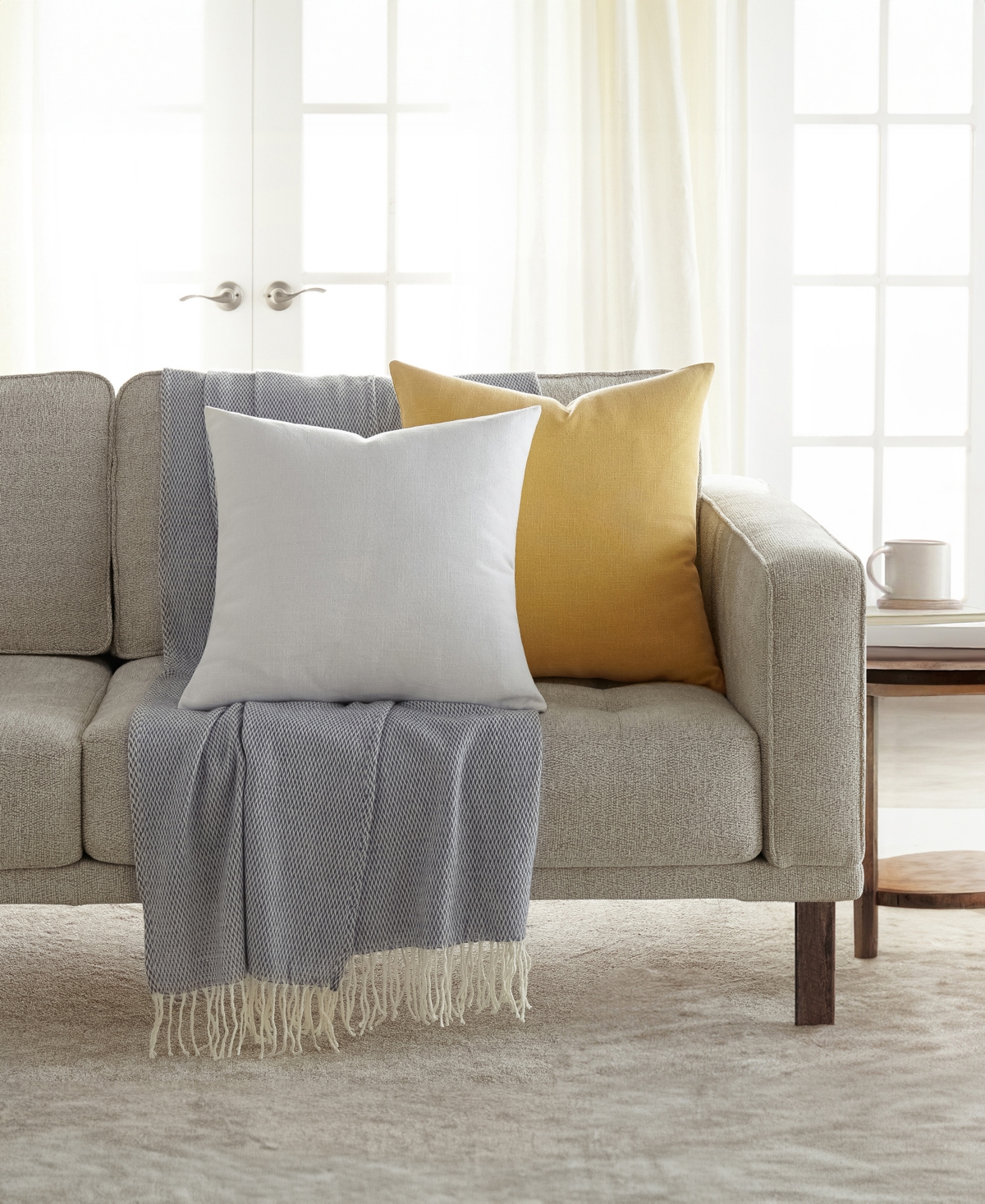Ienjoy Home Slub Cotton Solid 2-pack Decor Pillows, 20" X 20" In Yellow
