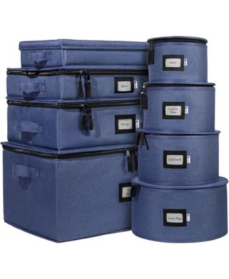 Hard Shell 8-Piece Set Moving Boxes for Dinnerware Service for 12 China Storage Containers