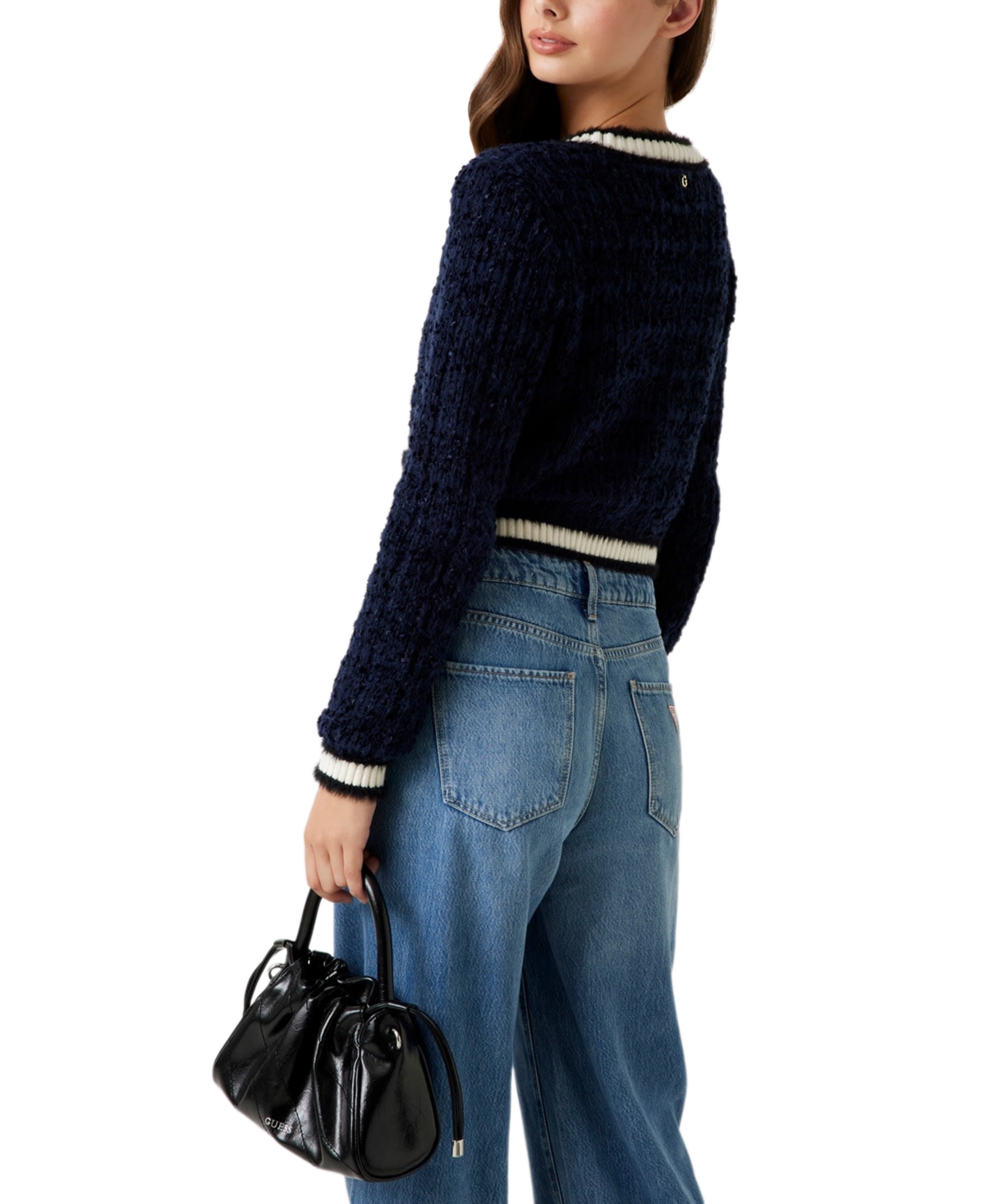 Guess Women's Aomori Tape Detail V-neck Sweater In Blue