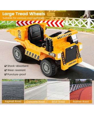 Kids Ride-On Dump Truck with Wireless Connection Music LED Lights Soft Start