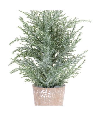Versatile Potted Icy Pine Tree Set (Pack of 4) - Ideal for Enhancing Home and Office Spaces with Winter Vibes
