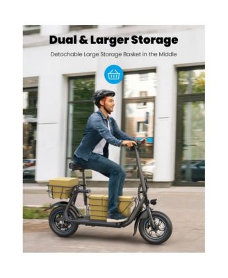 Adults  Electric Scooter: Foldable, 550W Motor (18.6 MPH/20 Miles), Large Middle Basket & Seat – Perfect for Pets & Cargo