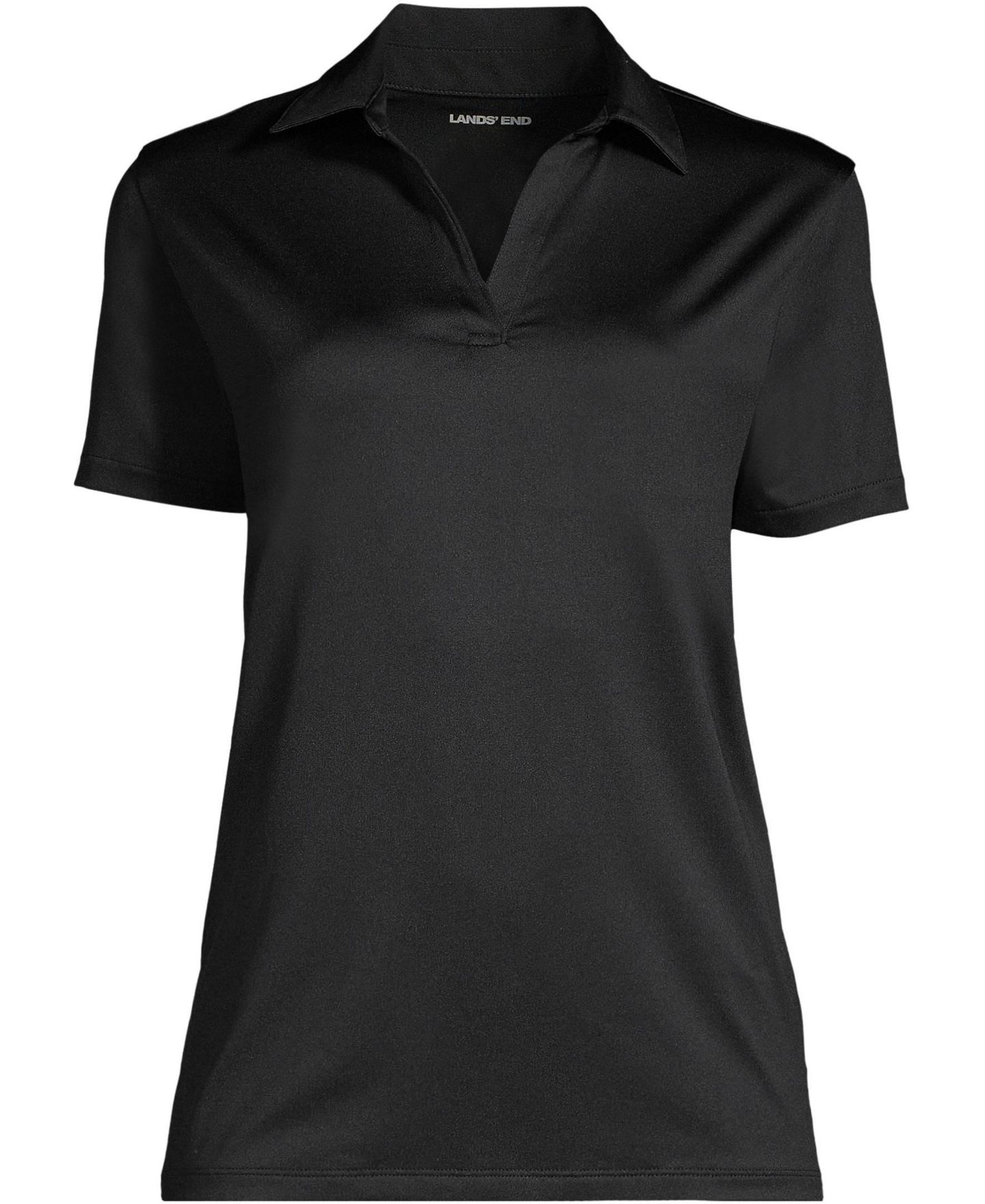 Женское поло Lands' End Rapid Dry Performance Sport Neck Short Sleeve Polo, цвет: Чёрный — фото 3