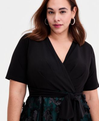 Plus Size 3D Floral A-Line Dress