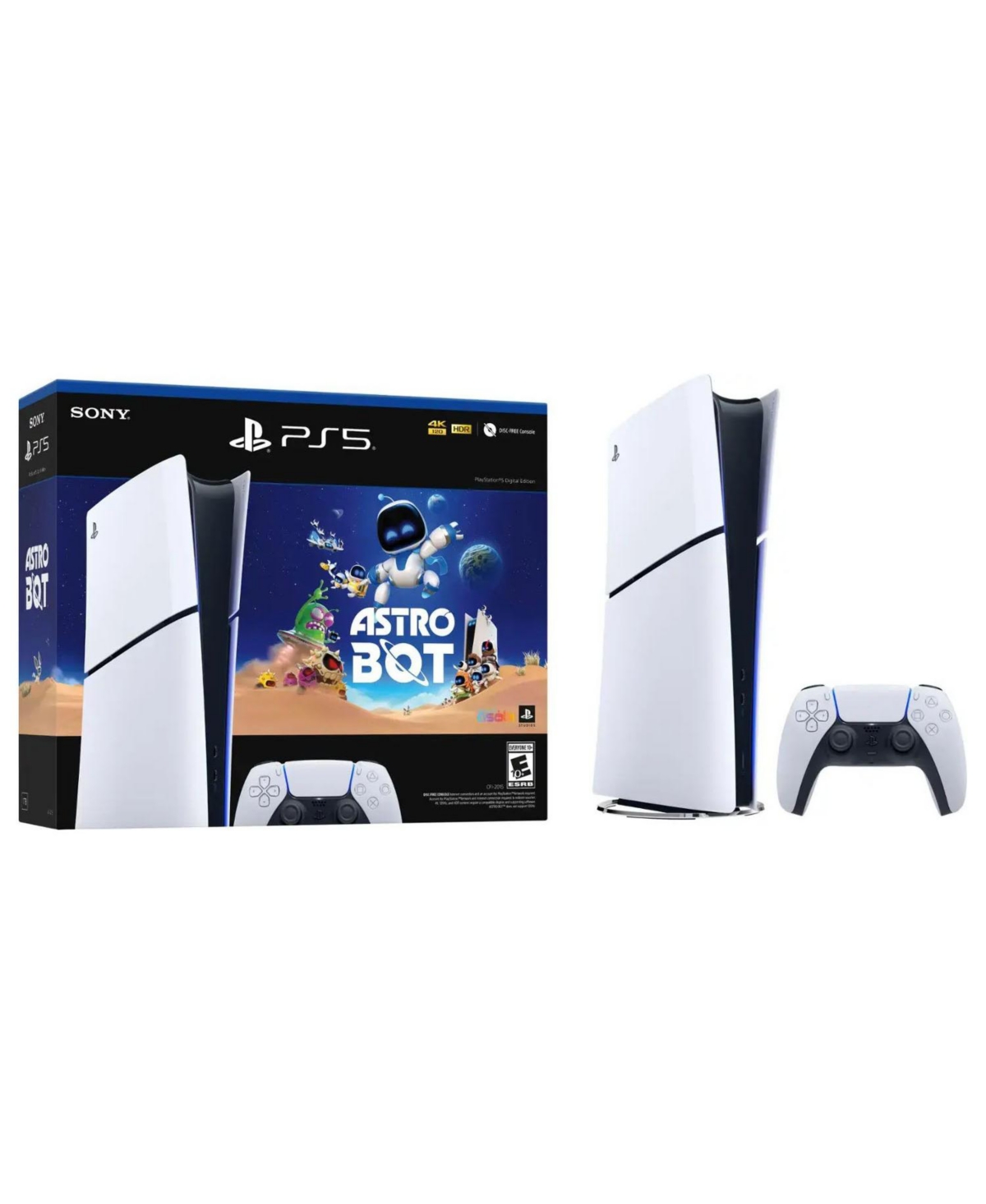 Sony PlayStation 5 Astro Bot Slim Digital Bundle with Disc Drive, Pulse Elite Headset, Extra Controller, Vertical Stand