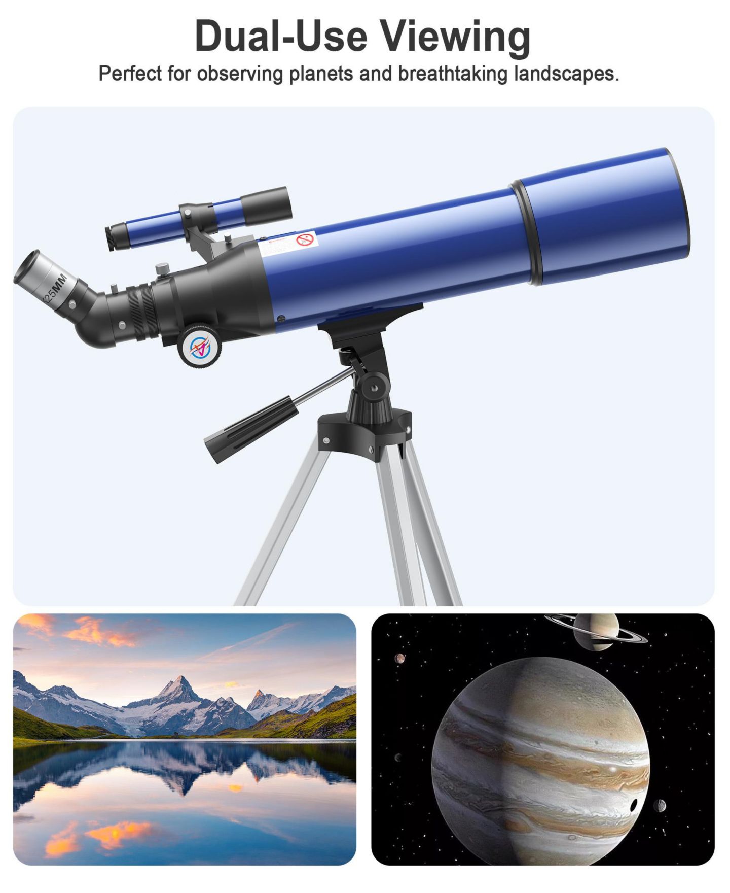 Детские игрушки SUGIFT 80mm Astronomical Refractor Telescope for Beginners, Complete Kit, Ages 8+, цвет: Синий — фото 4