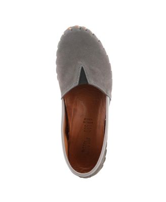 Kathaleta Suede Slip-On Comfort Flats with V-Elastic Notch, Arch Support & Removable Insole