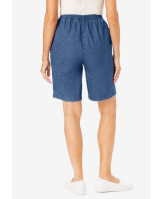 Women's Within 7-Day Elastic-Waist Pull-On Cotton Denim Shorts