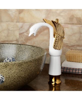12*12*5 Swan Single Hole Single Handle Bathroom Vessel Sink Faucet With Pop Up Drain