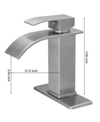 Waterfall Single Handle Single Hole Low-Arc Bathroom Faucet Bathroom Drip-Free Vanity Sink Faucet in Brushed Nickel