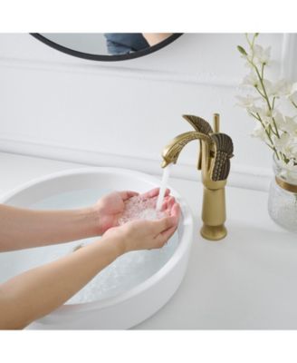 12*12*5 Swan Single Hole Single Handle Bathroom Vessel Sink Faucet With Pop Up Drain