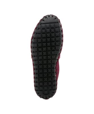 Kathaleta Suede Slip-On Comfort Flats with V-Elastic Notch, Arch Support and Removable Insole