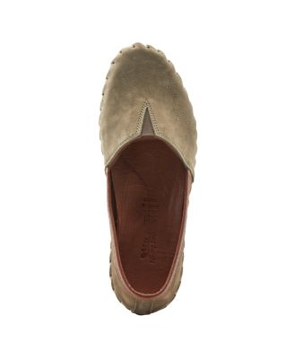 Kathaleta Suede Slip-On Comfort Flats with V-Elastic Notch, Arch Support & Removable Insole