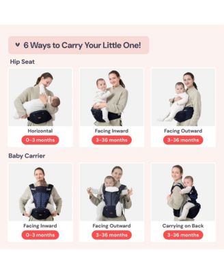Kids Carrier 6-in-1 Carrier with Hip Seat, Comfy & Adjustable, Navy Hearts