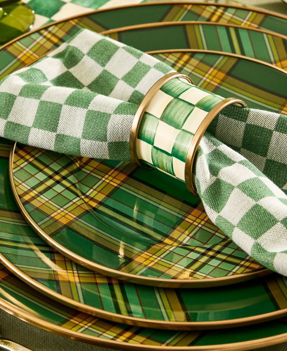 MacKenzie-Childs Emerald Check Napkin Rings, Set of 4