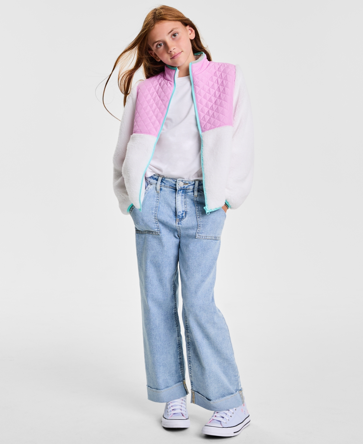 Macy's Epic Threads Girls 5-20 Color Block Long-sleeve Jacket,  Exclusive In White