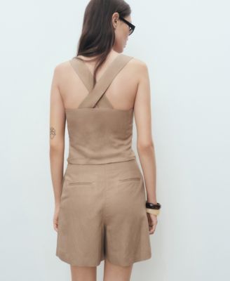 Women's Linen-Blend Cross-Back Top