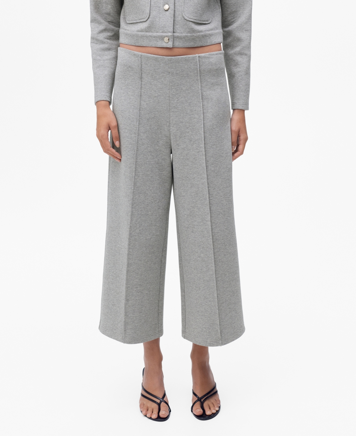 Mango Women's Cotton Crop Pants In Gray