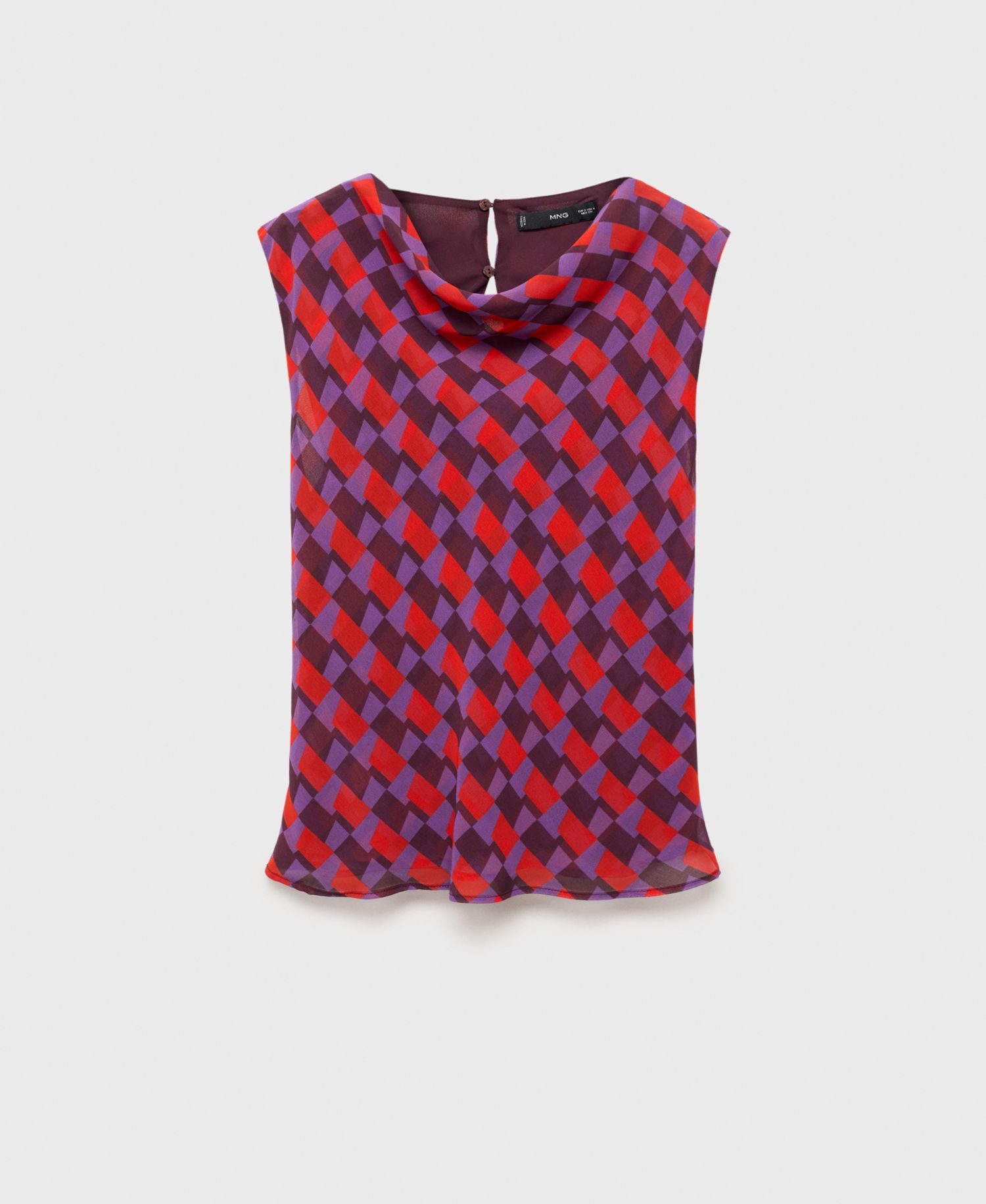 Women's Draped Collar Printed Blouse