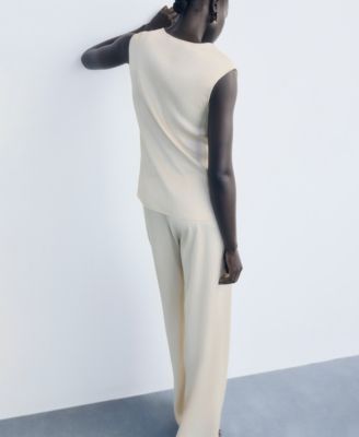 Women's Elastic Waist Pleated Pants