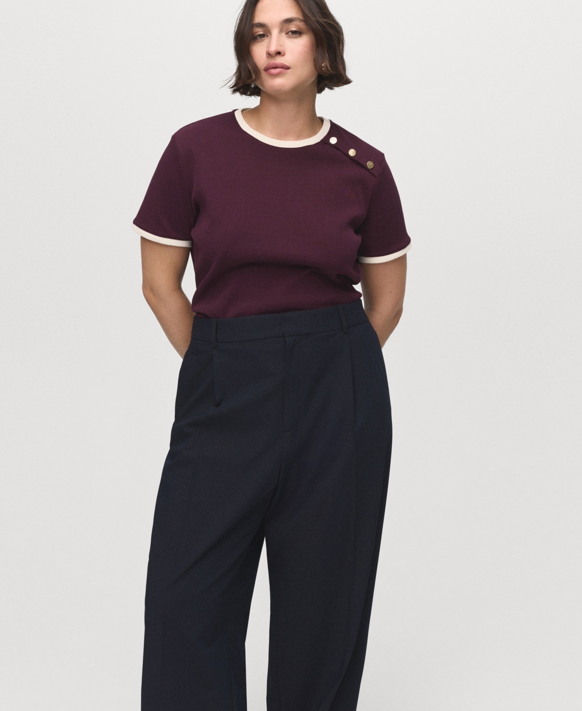 Mango Pleated Wide Leg Pants In Black
