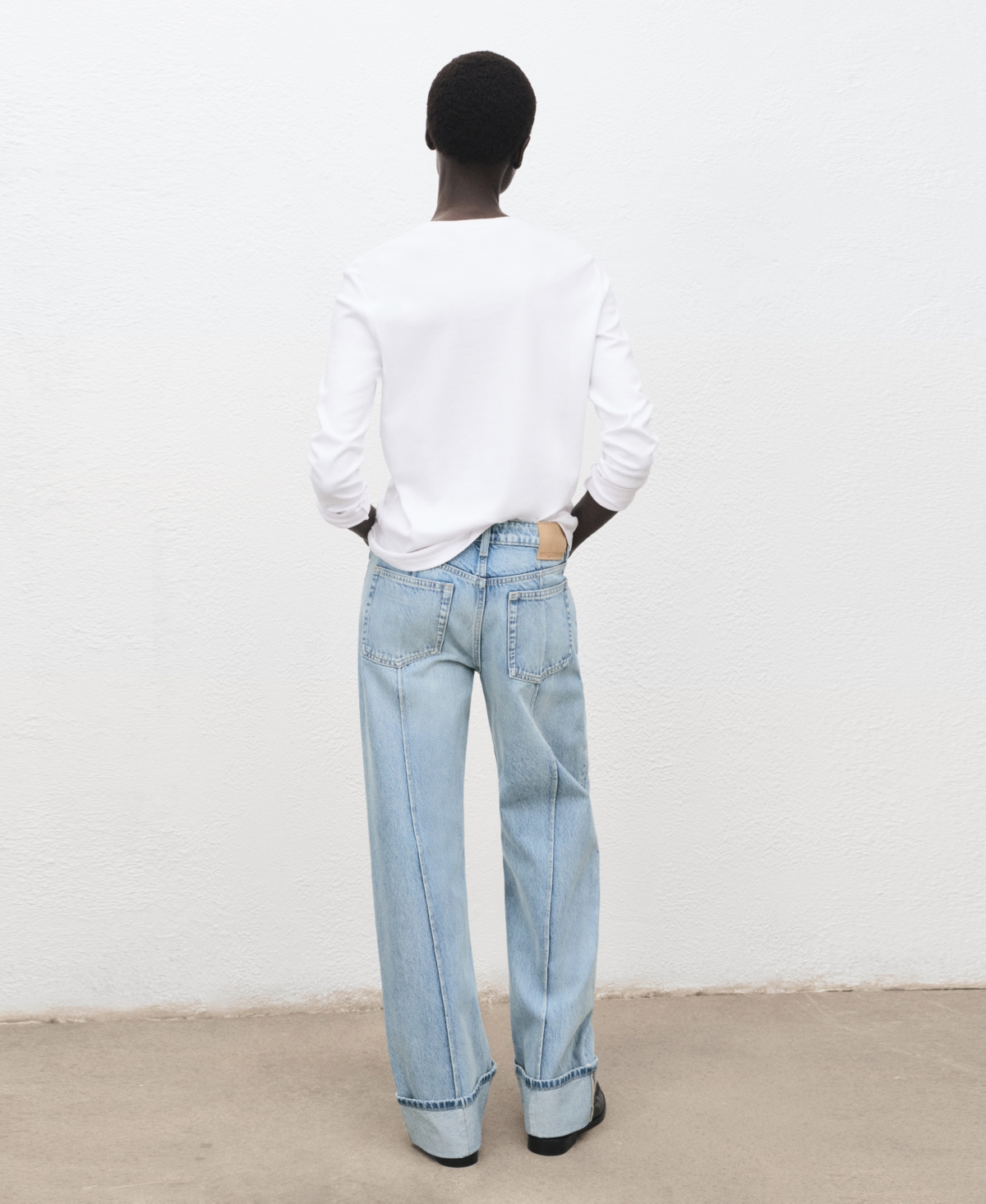 Mango Women's Turn-up Hem Wide-leg Jeans In Blue