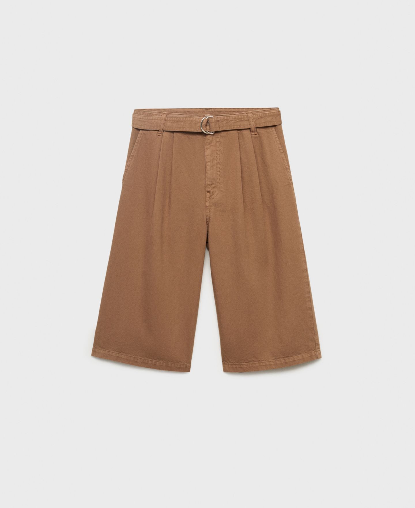 Женские шорты MANGO Belted Denim Jorts, цвет: Коричневый — фото 4