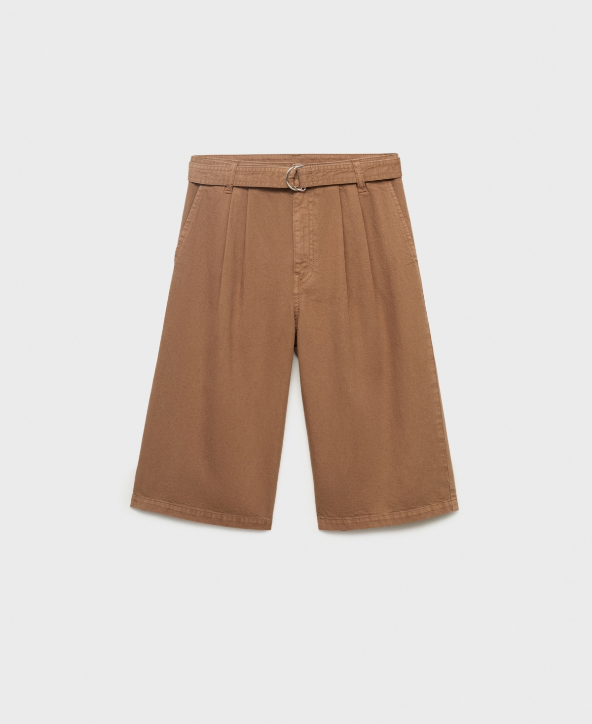 Mango Belted Denim Longer Length Shorts In Brown