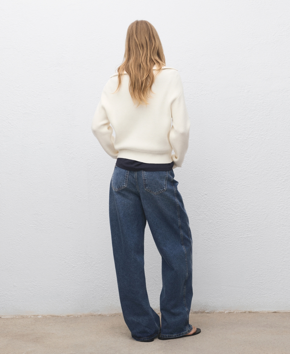 Mango Knitted Sweater With Zipper In White