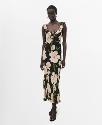 MANGO - Women's Ruffle Detail Floral-Print Dress