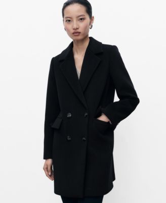 MANGO - Women's Double-Breasted Wool Blend Coat