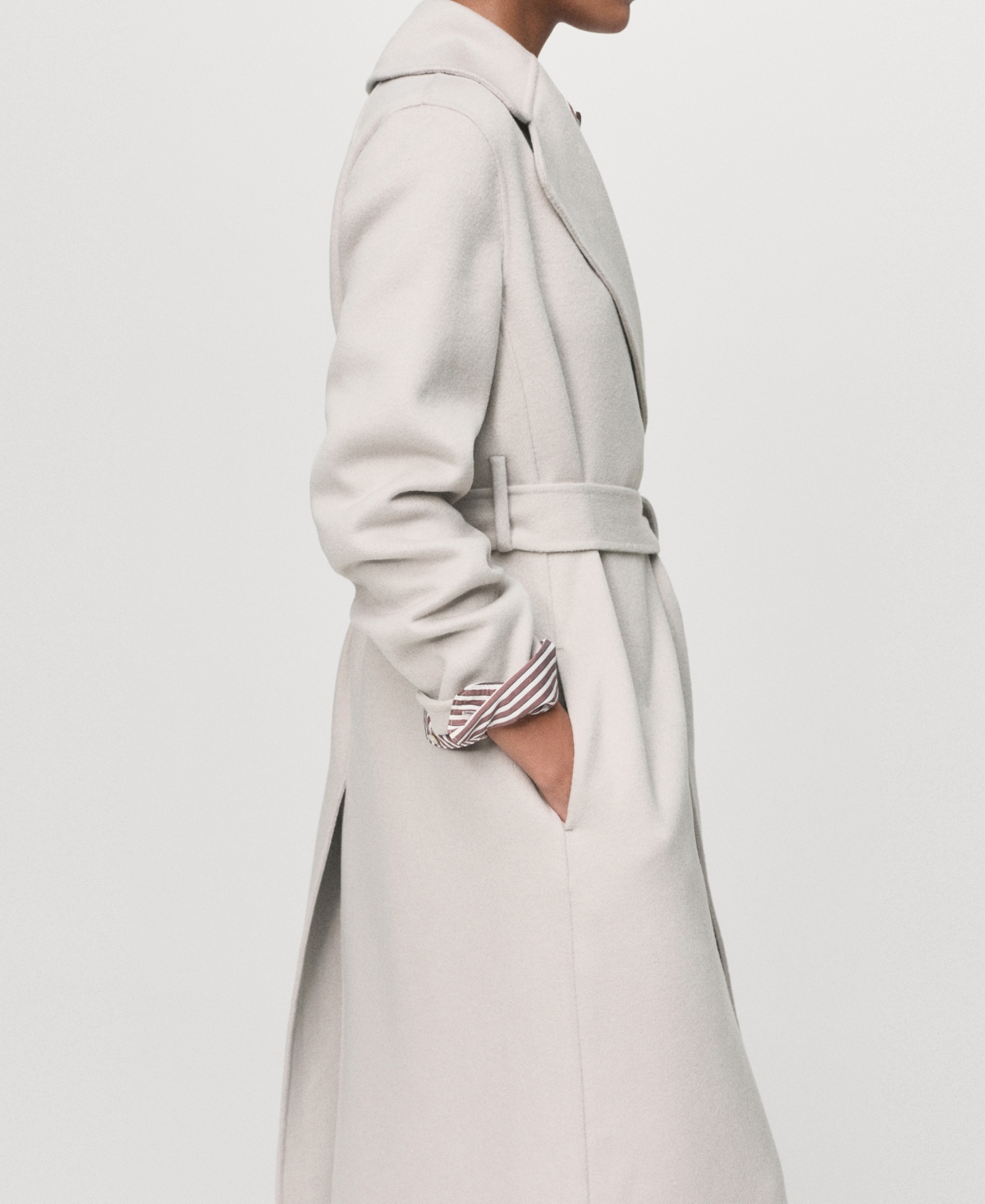 Mango Wool Blend Wrap Coat In Gray