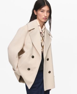 MANGO - Women's Double-Breasted Wool Blend Coat