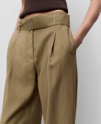 Women's Belted Paper Bag Pants