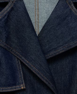 Women's Belted Short Denim Trench Coat