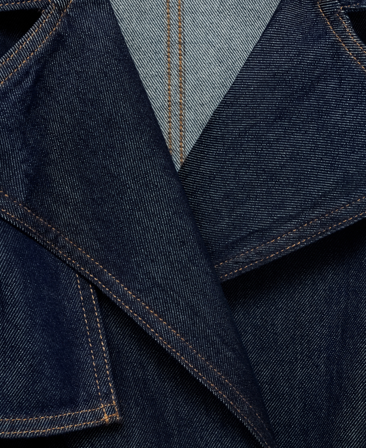 Mango Denim Trench Jacket In Blue