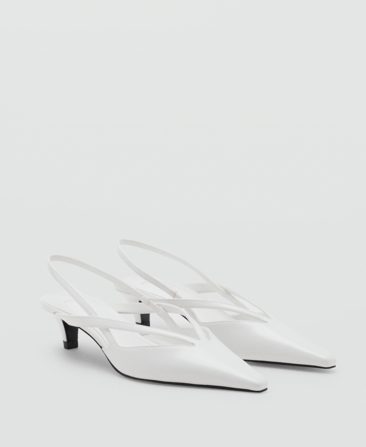 Mango Slingback Kitten Heel Pump In White