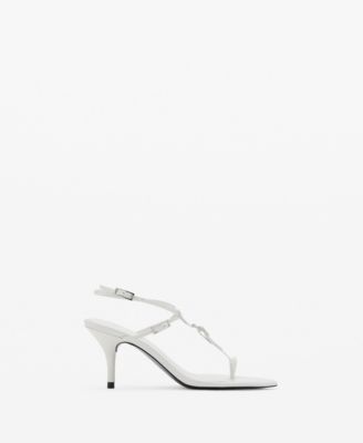 MANGO - Women's Buckles Leather Heeled Sandals