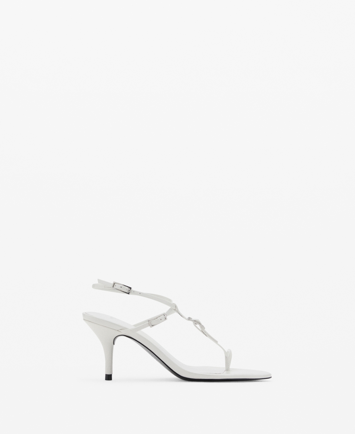 Mango Women's Buckles Leather Heeled Sandals In White