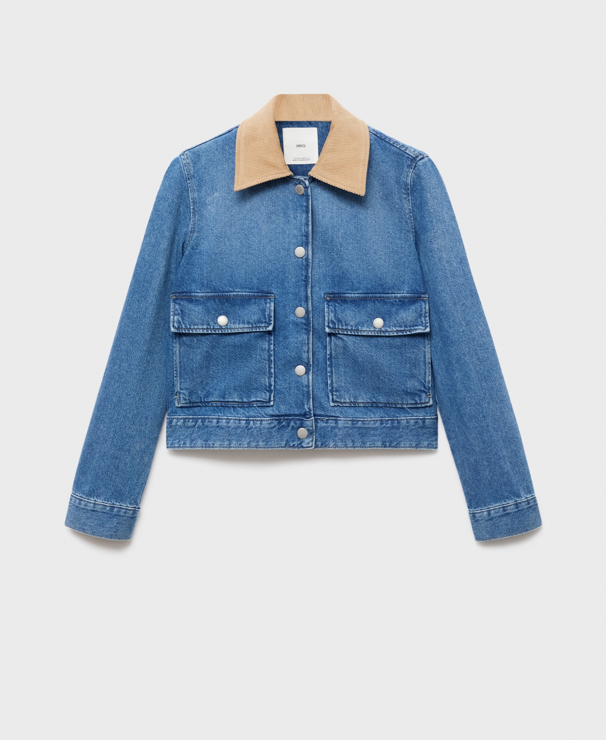 Mango Corduroy Collar Denim Jacket In Blue