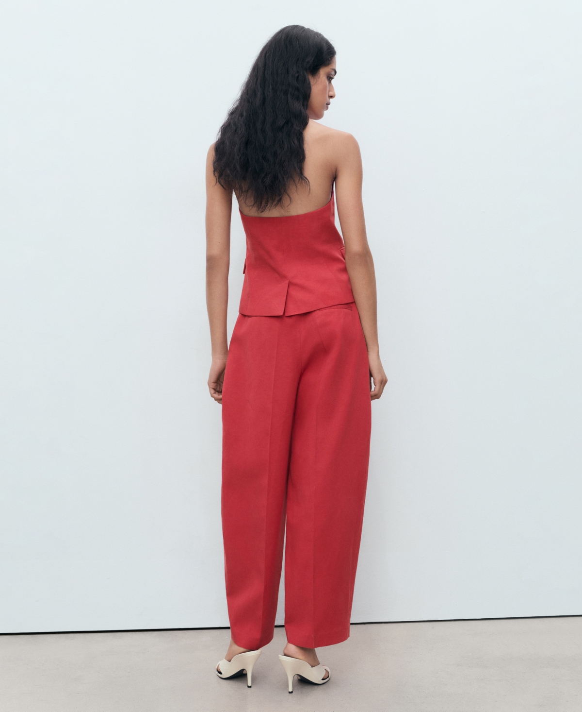 Mango Women's Linen-blend Balloon Suit Pants In Red