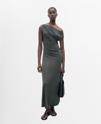 MANGO - Women's Asymmetrical Pleated Dress