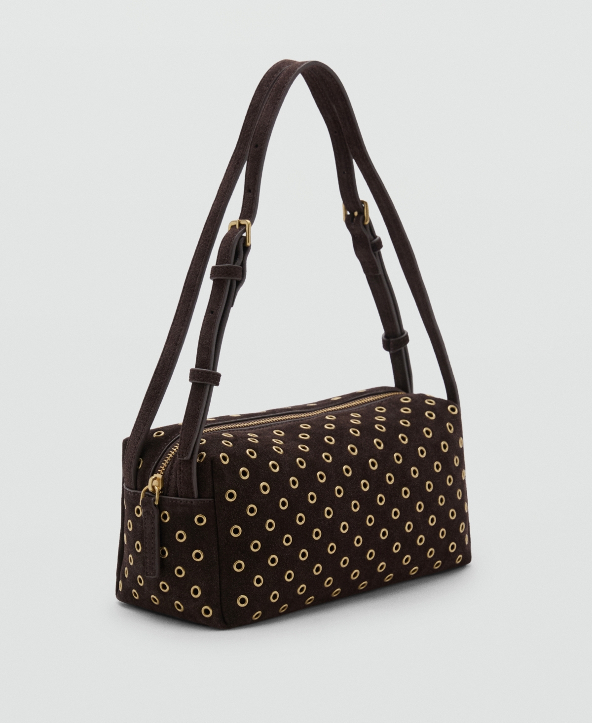 Mango Women's Eyelets Detail Suede Shopper Bag In Brown