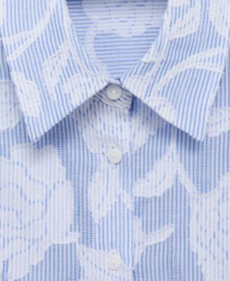 Women's Embroidered Details Striped Shirt