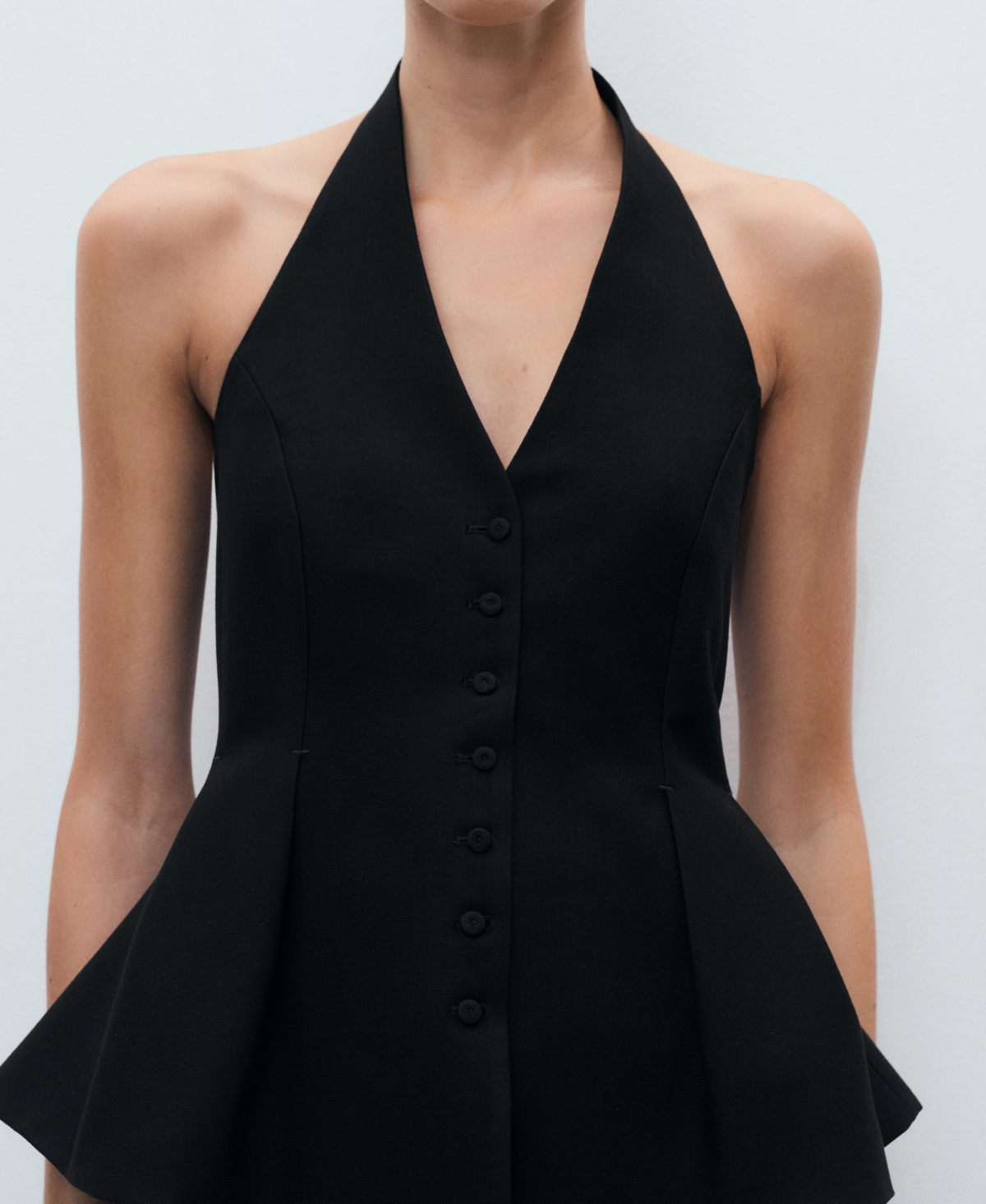 Mango Women's Halter-neck Peplum Vest In Black