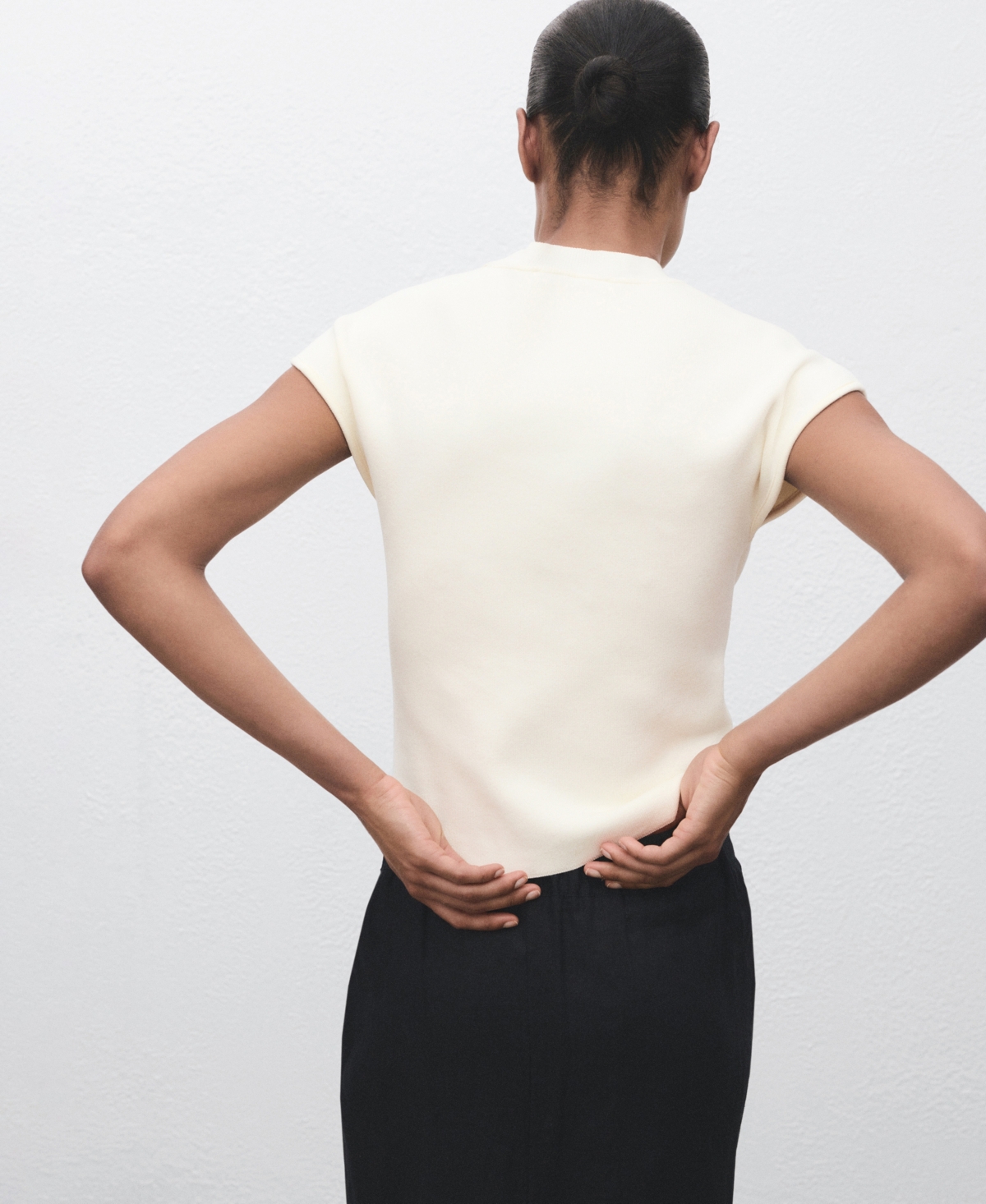Mango Pull-over Maille Fine Manches Courtes Blanc - Femme - L -  In White