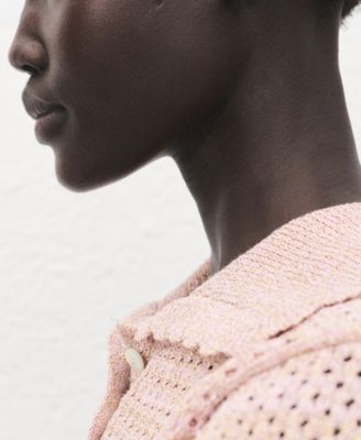 Women's Short-Sleeved Crochet Sweater