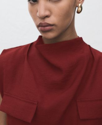 Women's Draped Neck And Belt Blouse