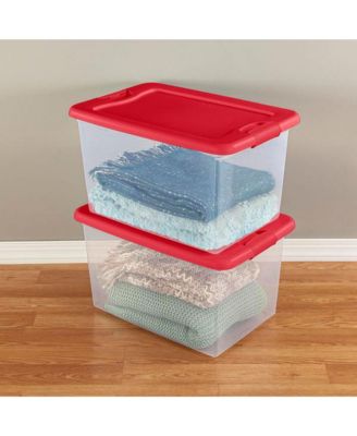 64 Qt. Clear Plastic Latching Lid Storage Bin Container Tote, 12 Pack