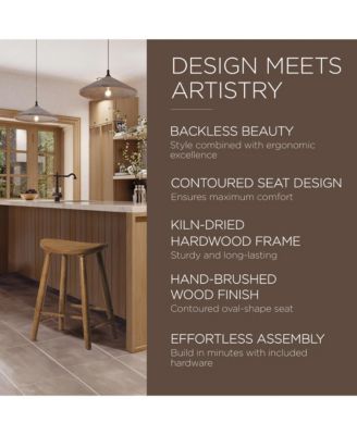 Luna Counter Stool in Rustic Natural Wood Finish